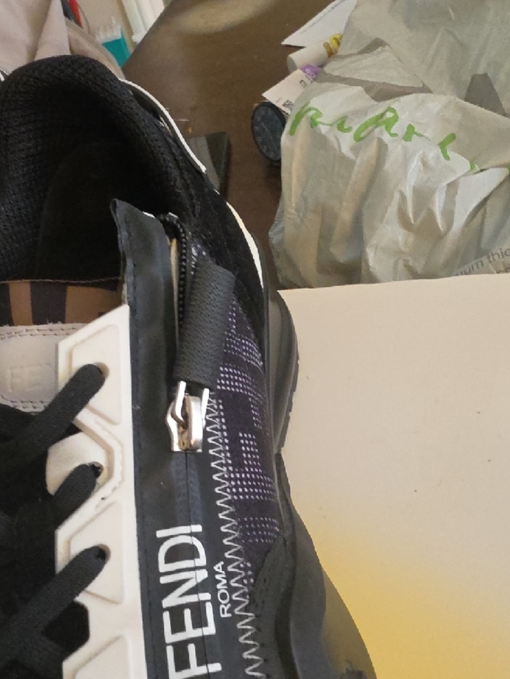 Fendi Black, White & Purple Men’s Low-Top Logo Sneakers - Picture 12 of 12